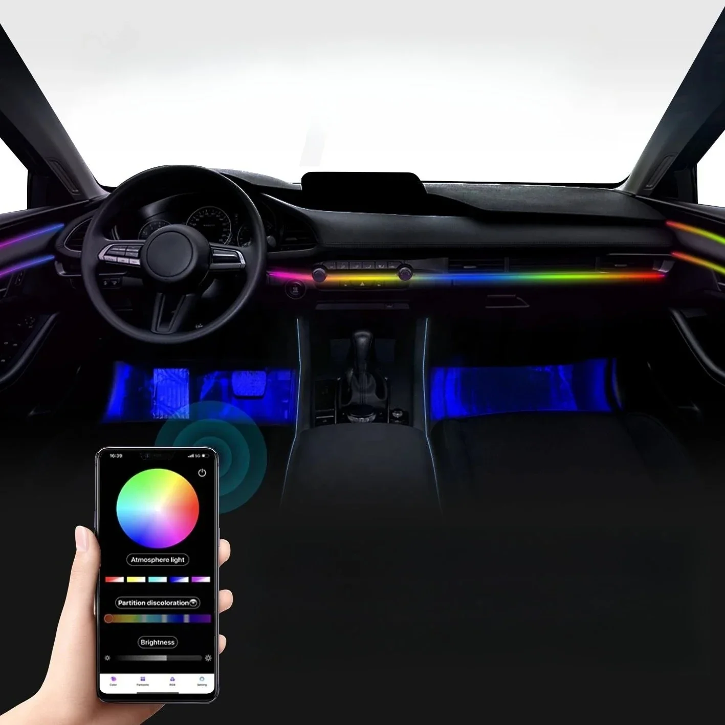 

'Best universal ambient lighting kit rgb interior glow 12V 6W led 18 in 1 led car ambient light for car dashboard