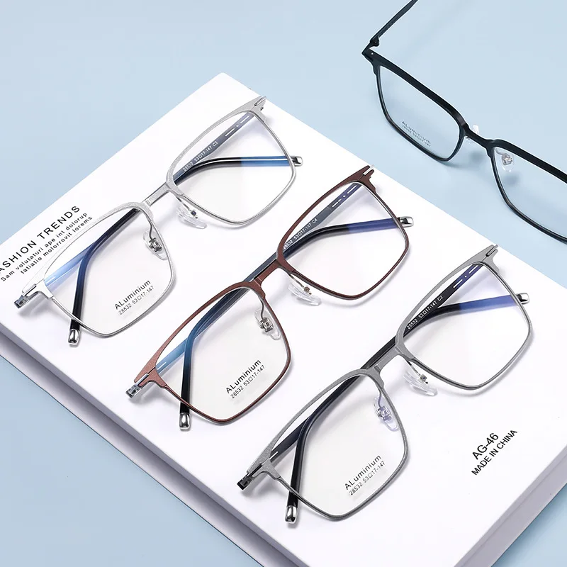 FIRADA Fashion Square Glasses Retro Comfortable Aluminum Magnesium Eyewear Luxury Prescription Eyeglasses Frame For Men 28532SF
