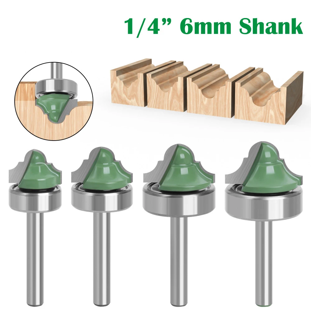 1pc 6.35mm Shank Double Roman Ogee Edging Router Bit Bearing Wood Line Knife Milling Cutter for Wood Hobbing
