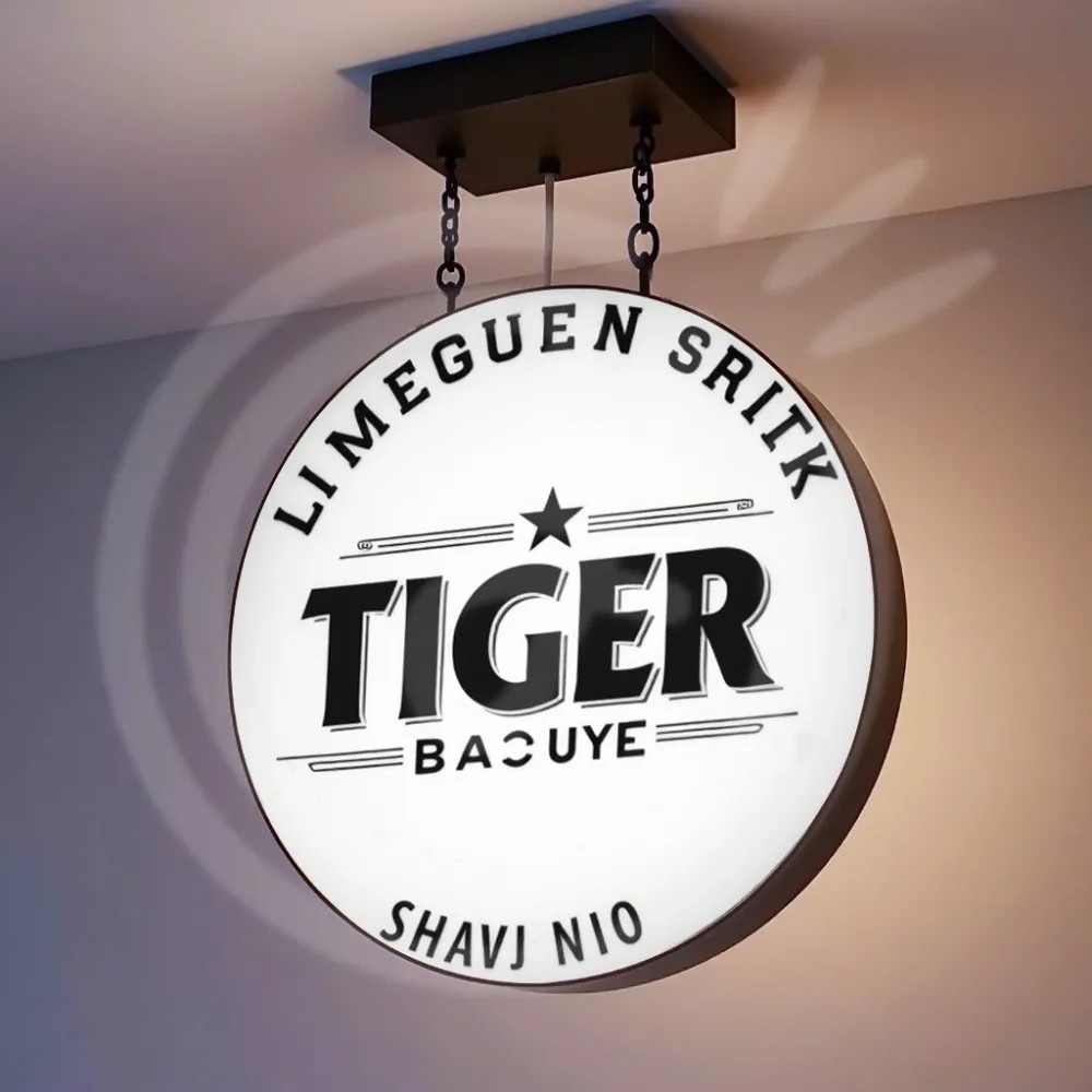 Custom LED Light Box Outdoor Business Sign Round Waterproof Acrylic Double Sided Backlit Advertising Ceiling Mounted Sign