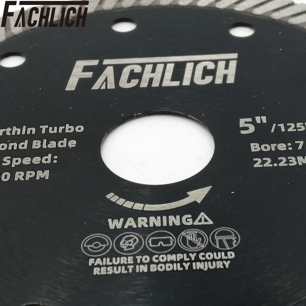 FACHLICH 1pc Diamond Turbo Saw Blades for Marble Ceramic Tile Granite Porcelain Super-Thin Cutting Disc Dia 4" 4.5" 5"