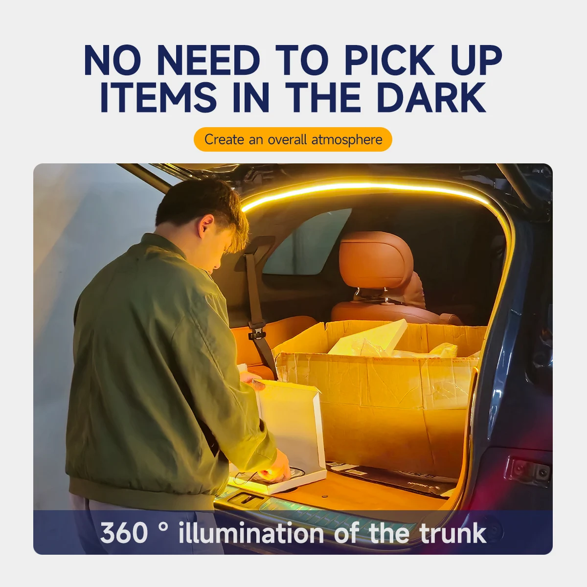 Universal Car trunk light 12V Car LED Luggage Compartment Lighting 5M Can be cut waterproof Sensor Light Bar Auto Accessories