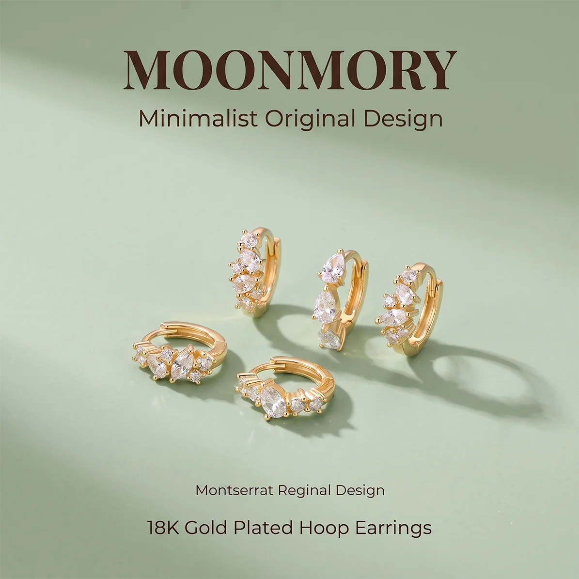 Moonmory Original Design Minimalistische Luxusmarken Messing Marquise Creolen für Damen 14K Doppelt vergoldete Birnenohrringe – Detail 9