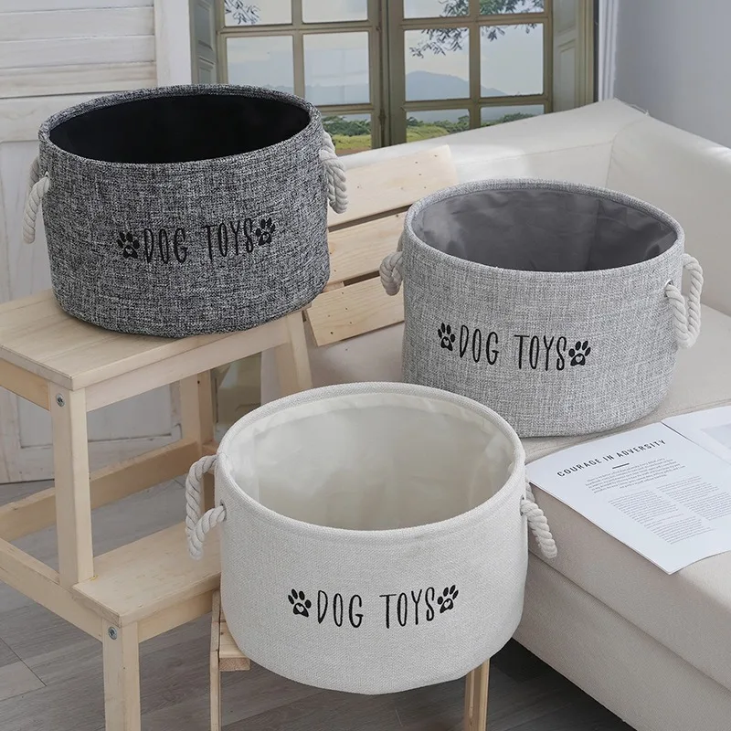 

Cat Dog Toy Organizer Pet Toy Storage Basket Dog Storage Box with Handle Organizer for Clothing Blankets Household Foldable수납바구니