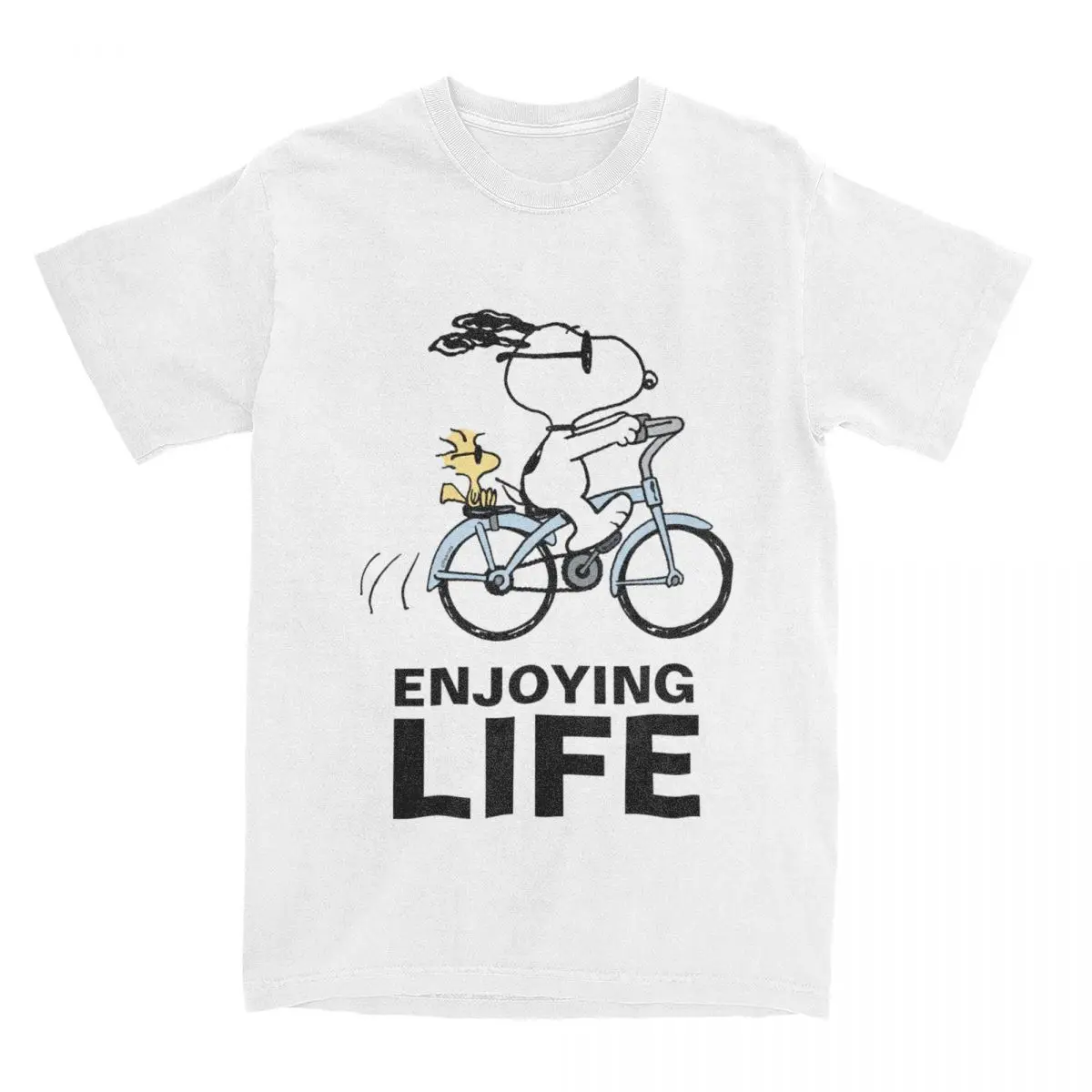 Peanuts Snoopy Woodstock Bicycle Shirt Accessories Men Women's Cotton Humor Cute Comic Tees Short Sleeve Clothes Christmas Gift