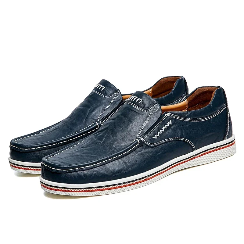 Chaussures en cuir de style romain pour hommes, chaussures d'affaires décontractées respirantes, chaussures paresseuses de haricot à semelle souple, beau britannique