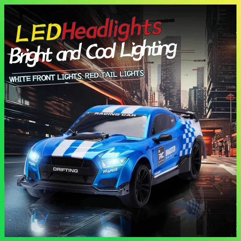 2.4G RC CAR with LED Light 4WD Remote Control Drift Cars Professional Racing Toys GTR Model 8616 for Children Christmas Gifts