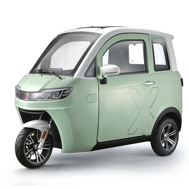 3 Wheel Electric Motorcycle Car with Drive Cabin / Electric Scooter Enclosed with Passenger Seat / Cargo Tricycle for Adults 60V