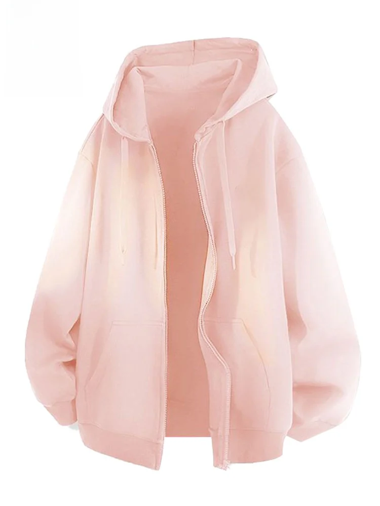 

M Hoodie Pink Casual Sweatirt Spring American Trendy Matching Hooded Open Cardigan Jaet for Men