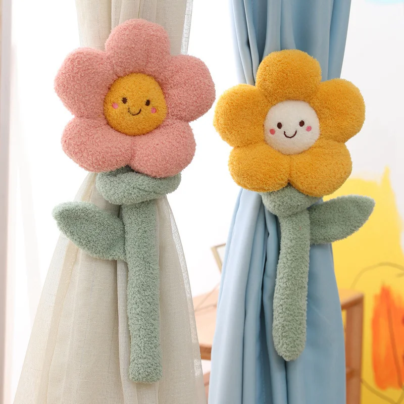 Cute Flower Multifunctional Curtain Buckle Plush Toys Stuffed Soft Creative Plants Dolls Kids Toys Girls Gift Home Decoration