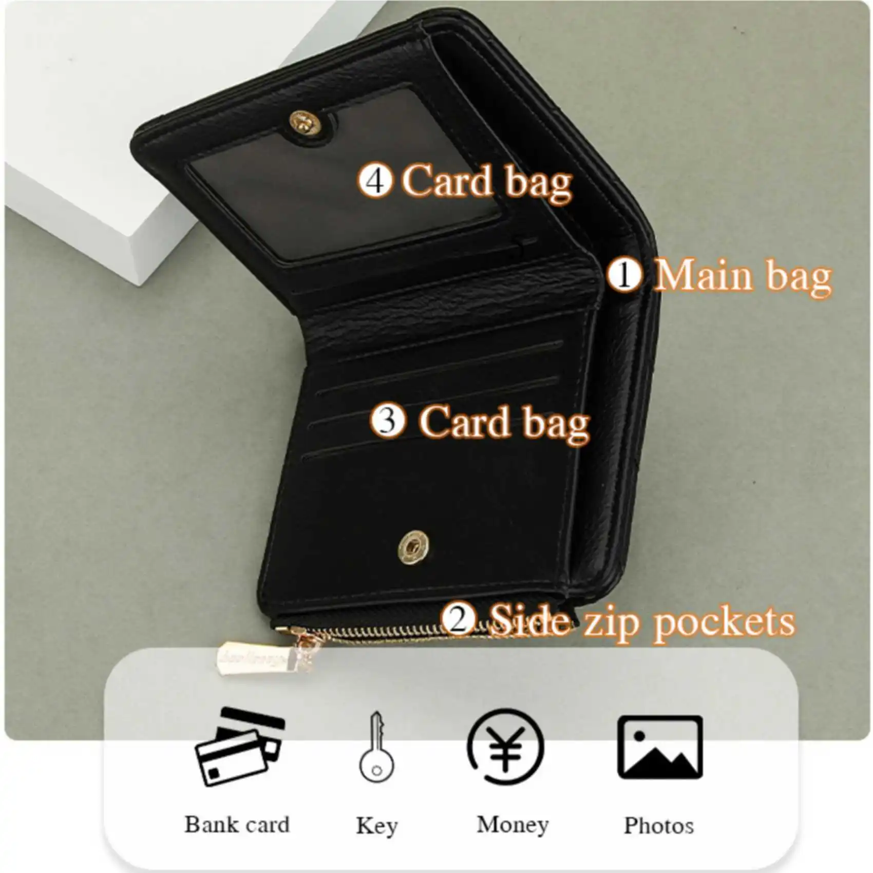 Cross Pattern Zipper Button Women's Short Wallet Fashion Quilted PU Leather Coin Purse Multi-Card Holder