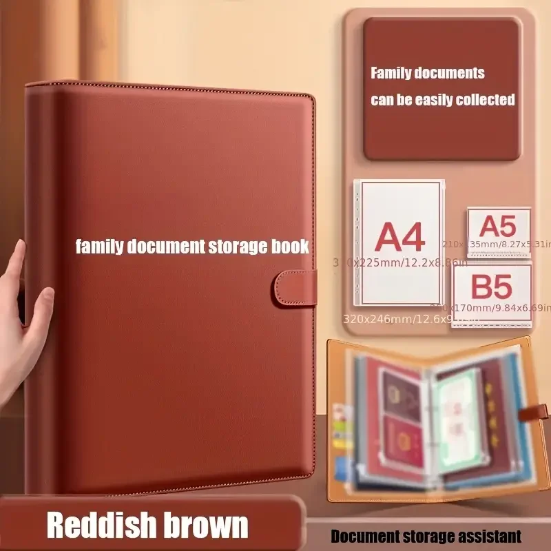 Raccoglitore A4 in pelle spessa per notebook, raccoglitore di documenti per famiglie, cartelle di file, organizer per materiale scolastico per ufficio
