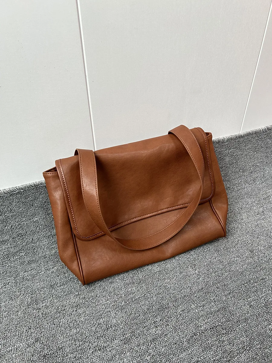 

FIRMRANCH Классическая простая большая вместительная сумка через плечо из флип-кожи с диагональным крестом, однотонный дизайн