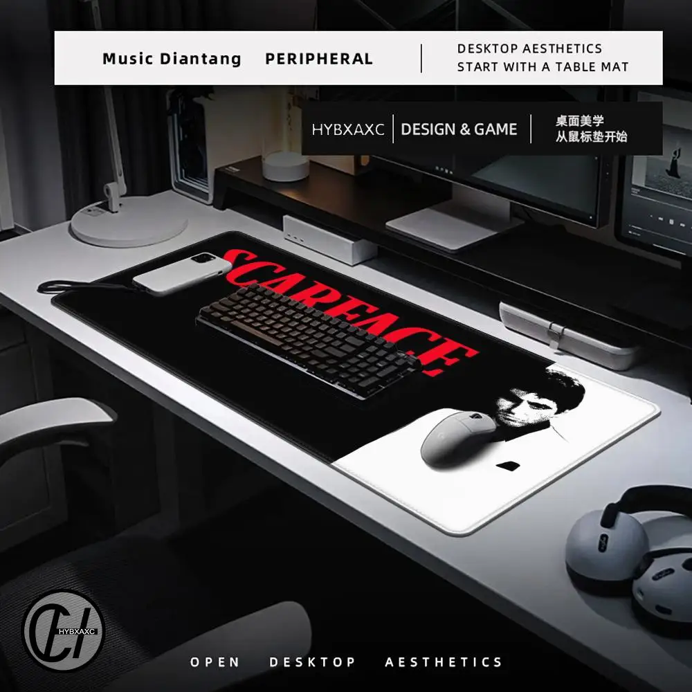 سكارفيس 1983 فيلم A-Al P-Pacino فيلم ماوس ألعاب الكمبيوتر ملحقات الألعاب لوحة ماوس كبيرة Mausepad سجادة ضد الإنزلاق Deskmat ماوس