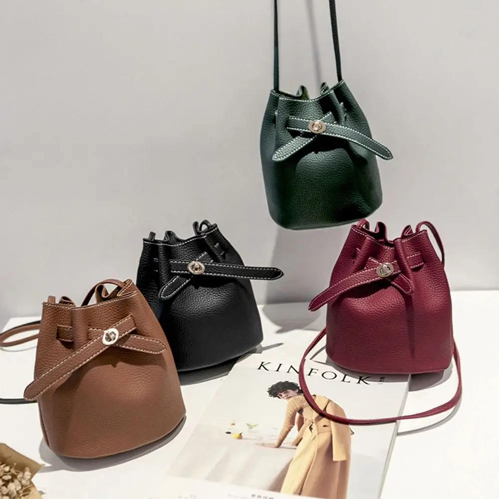 Card Bag Mobile Phone Bag Shoulder Pouch French Style Coin Purse Female Bag Single Shoulder Bag Bucket Bag PU Leather Handbag