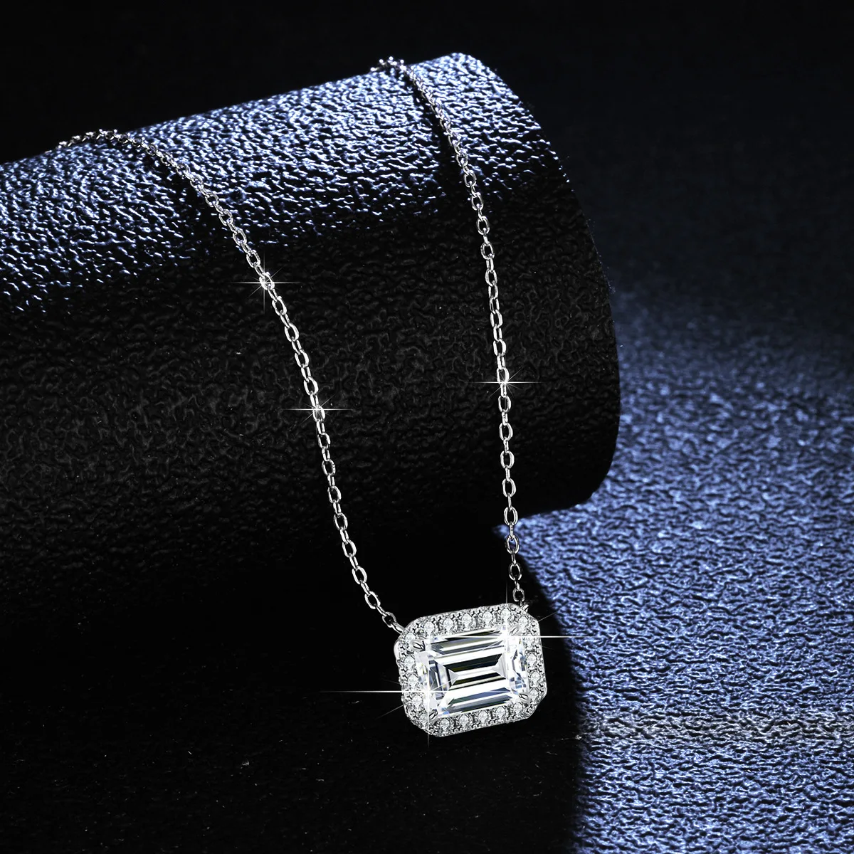 PT950 Platinum 3 carat diamond pendant VVS1 D color moissanite square necklace full of diamond clavicle chain