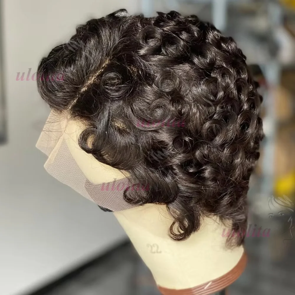 Chioma Lockige Pixie-Cut-Perücke 13X4 Full Lace Frontal Perücke Kurzer Bob Echthaarperücken für Frauen Kleberlose Lace-Perücke mit vorgezupftem Haaransatz – Detail 11