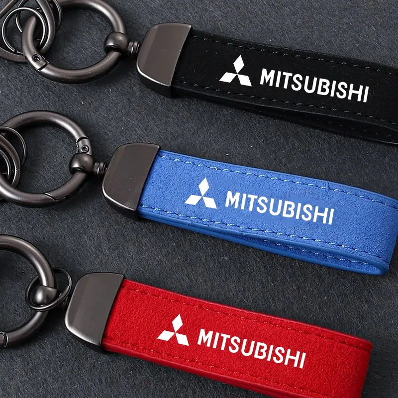 

Suede Leather Car Styling Keychain 360 Degree Keyring Gift for Mitsubishi Ralliart Lancer EX Outlander ASX Competition Outlander