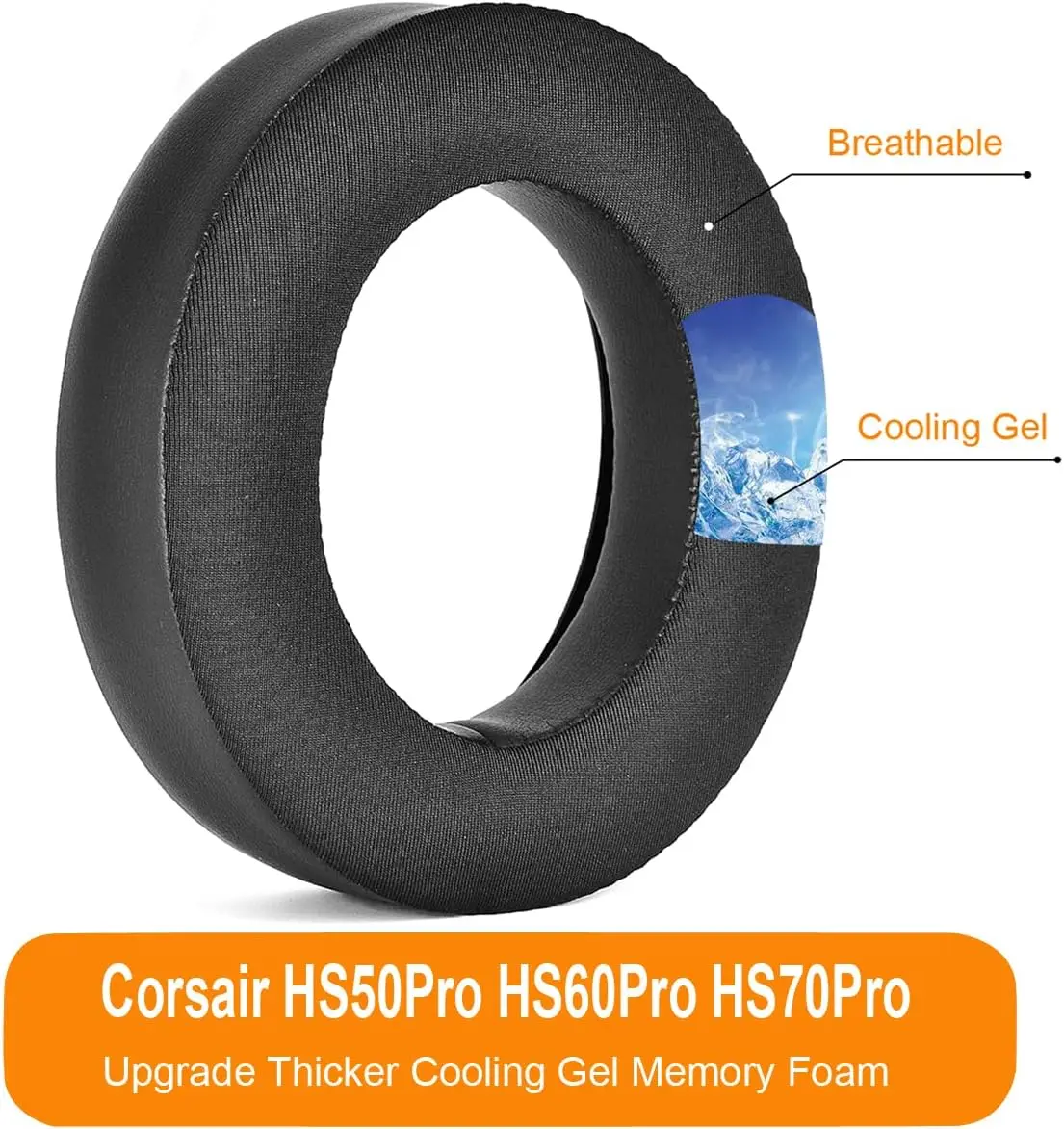 HS70 Pro  Thicker Upgrade Quality Earpads - Cooling Gel Earpads Replacement Cushion Compatible with Corsair HS50 Pro HS60 HS70