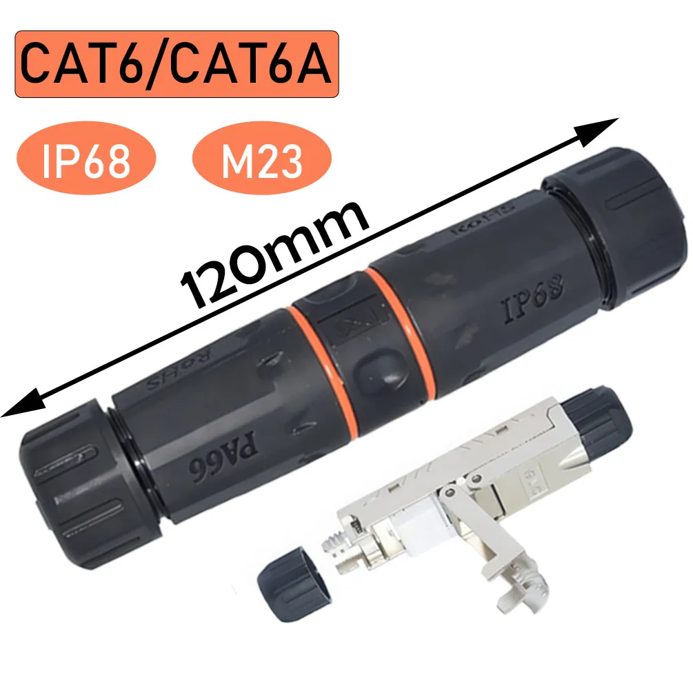 1PCS M23 RJ45 Connector IP68 Waterproof Toolless Field Extension Kit,Full Shielded Coupler for Cat6 Cat6A Ethernet Cable Outdoor