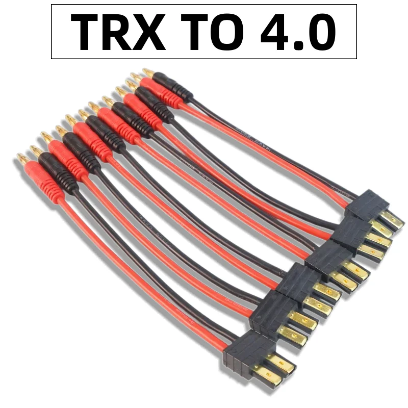 Cable de Carga con Conector TRX a Conectores Banana Macho de 4.0mm, Cable de Silicona de 15CM para Batería Lipo RC IMAX B6