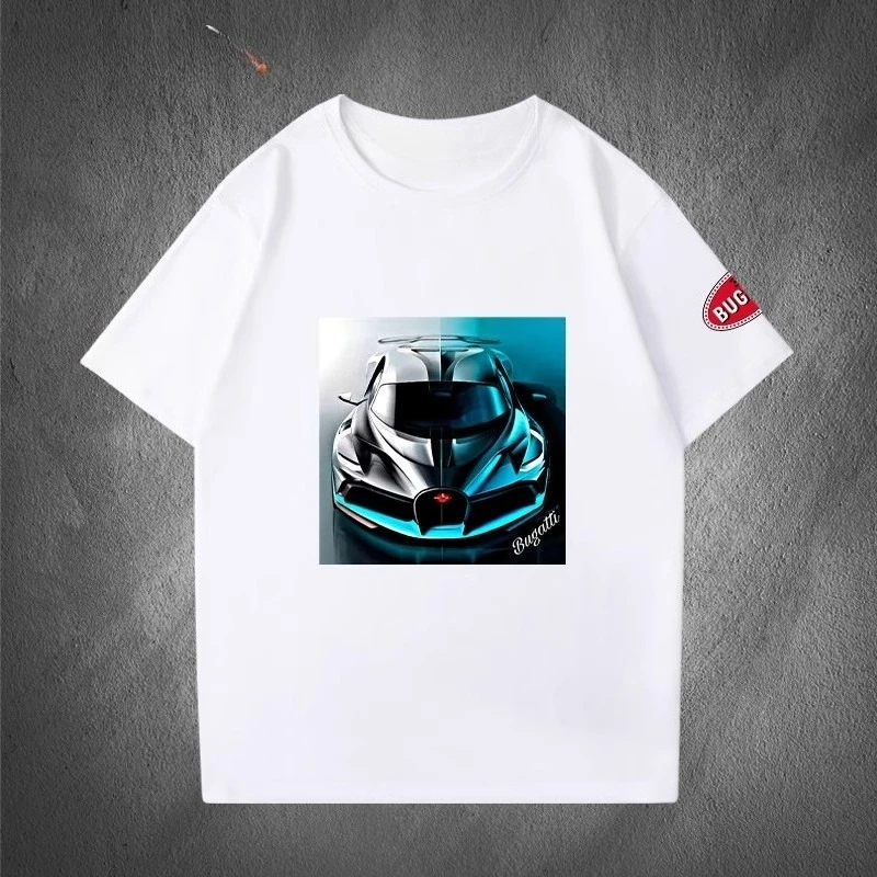 

Sports Car Lover Pattern T-shirt Men's Summer Comfort Loose Short-sleeved Cotton Crew Neck Top Fashion Trend Men's Clothing