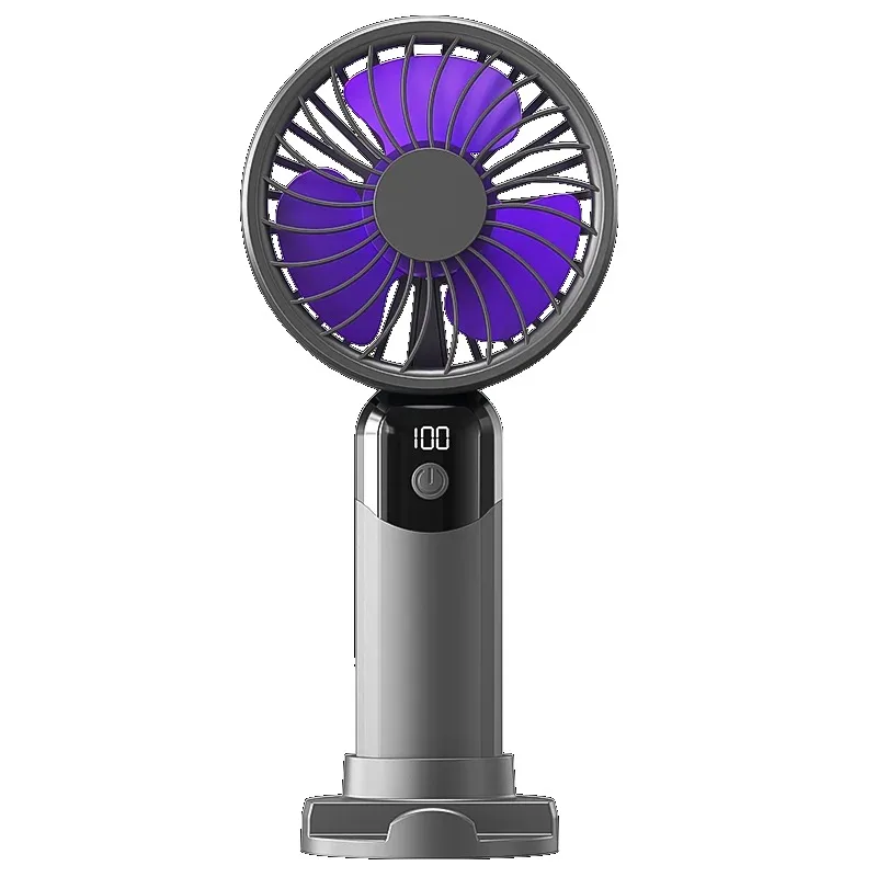 Mini Portable Handheld Fan: LED Display, 3-Speed Strong Wind, Fan Rechargeable Portable, Sleek Design for Travel/Camping/Office
