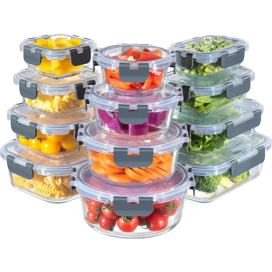 

12Pack Glass Storage Containers with Lids for Meal Prep and Food Storage Airtight Design Ideal for Microwave Oven Freezer and D