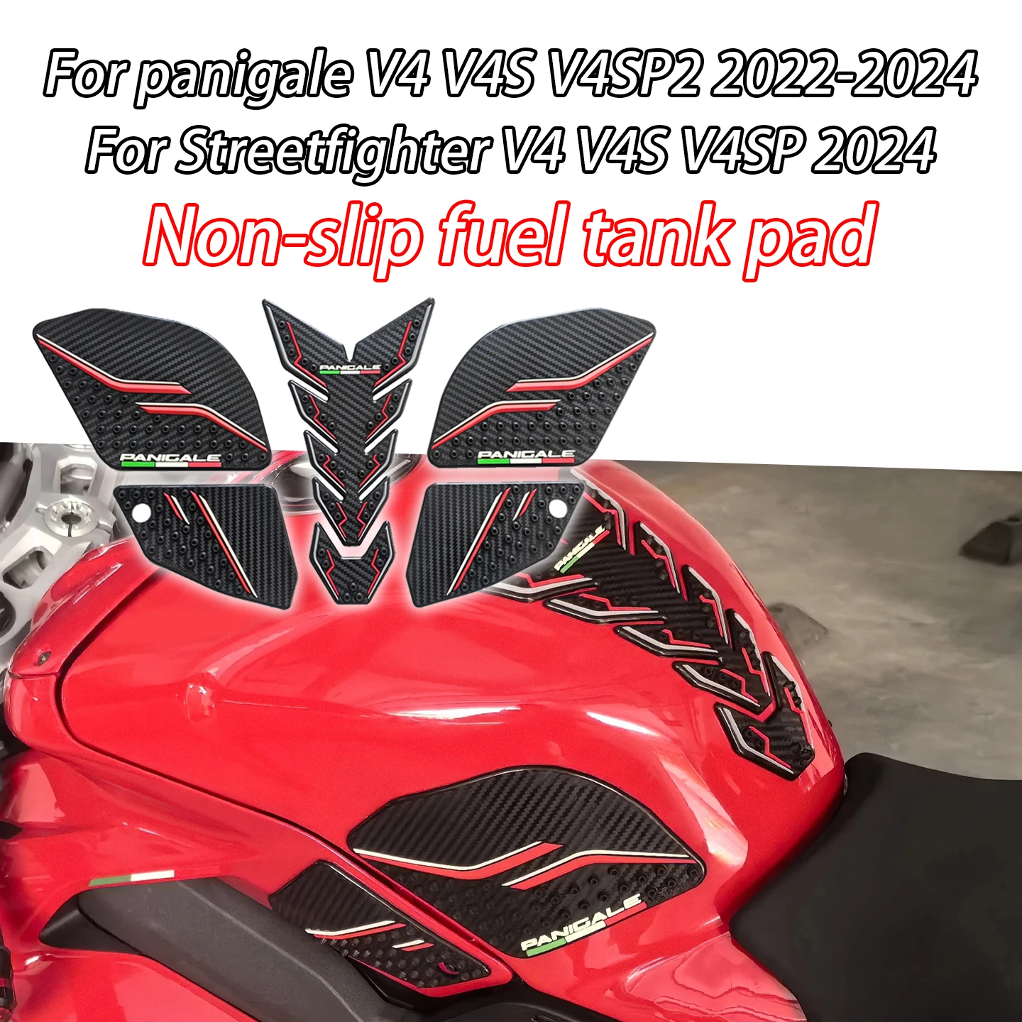 

For Ducati Panigale V4 V4S V4 SP2 2022-2024 Motorcycle Tank Stickers 3D Rubber Non-Slip Stickers Tank Grip Protective Protective