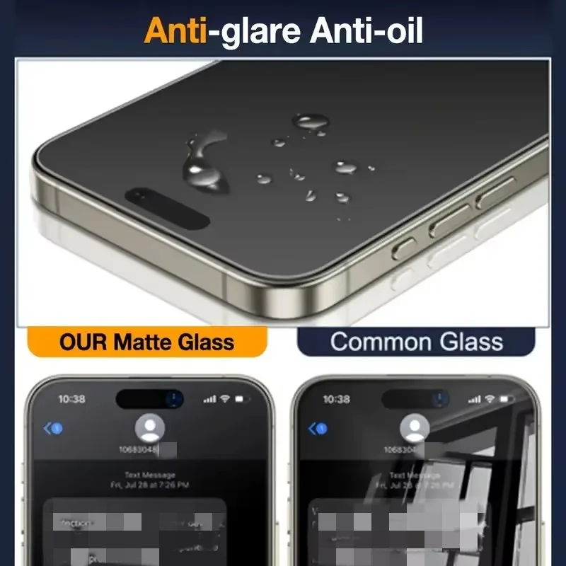 iPhone 14、16、15、13、11、12、17 Pro Max、Air、16E、XR用、埃なし設置、マット、覗き見防止強化ガラスプライバシースクリーンプロテクター