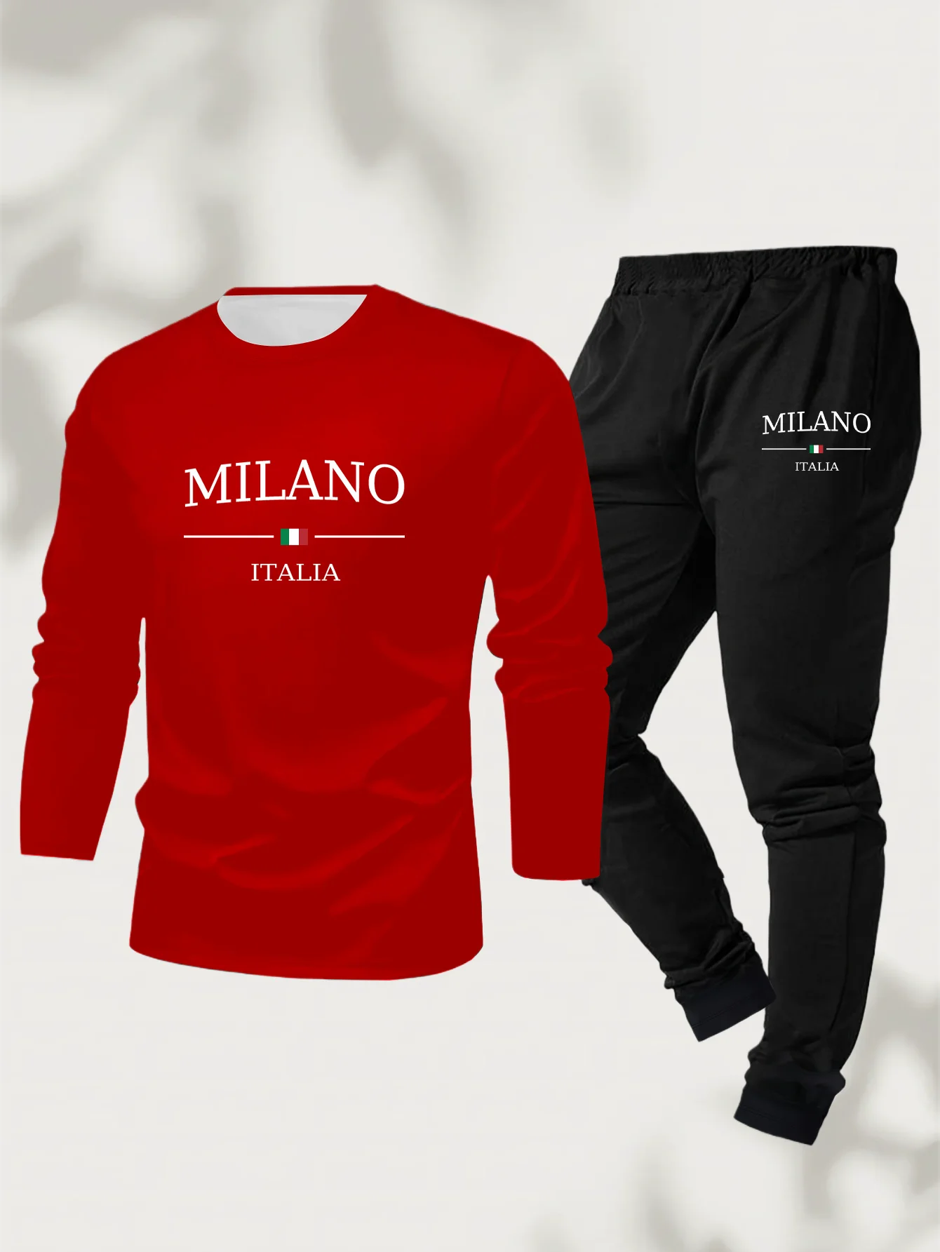 Winter 2-piece Men's Sleepwear Long Sleeved Pants Fashionable And Trendy Letter Printed Pattern Base Shirt Home Suit Set