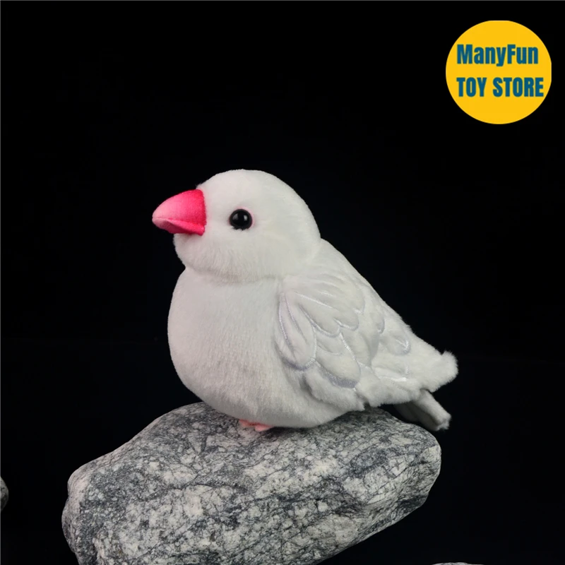 Mannikin High Fidelity Weaver Bird Cute Plushie White Java Sparrow Plush Toys Lifelike Animals Simulation Stuffed Doll Kawai Toy