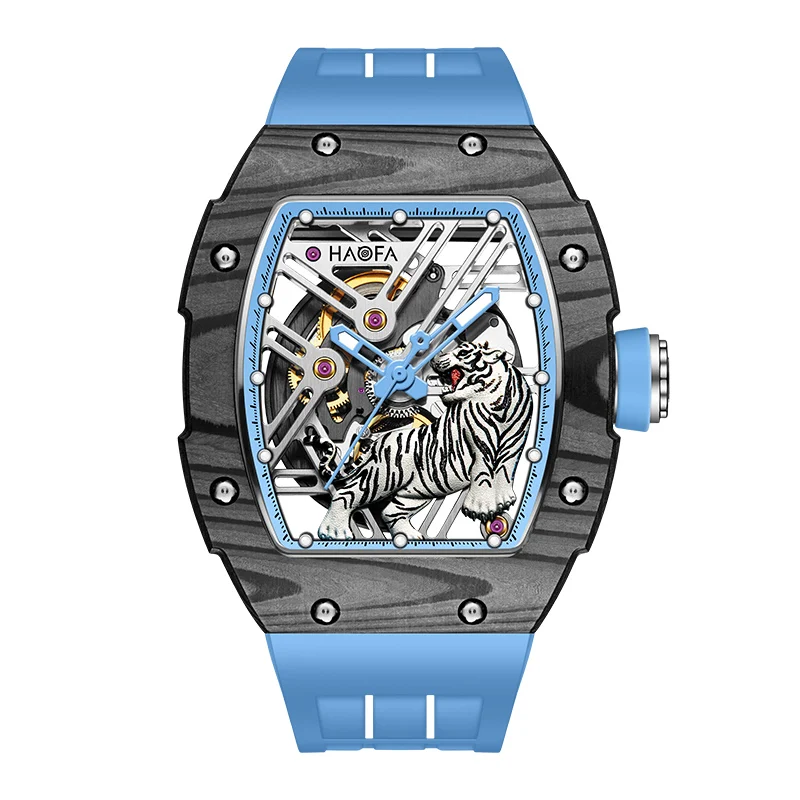 Haofa Mechanical watch Man Tiger Luminous Hollow Skeleton Automatic Movement 316 Stainless Steel Sapphire Crystal Outdoors 1973