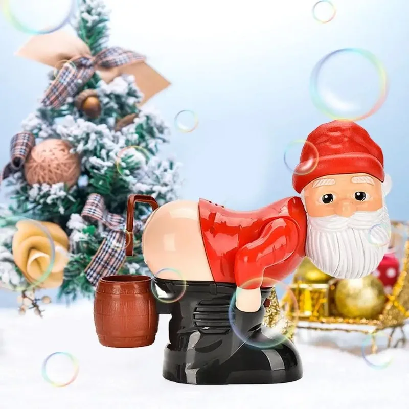 Funny Bubble Machine Santa Bubble Toy Electric Santa Butt Blowing Bubbles with Music and Lights Christmas Gift for Kids