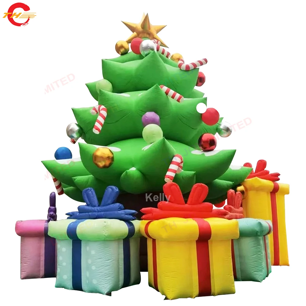 Fast Shipping 10mH Giant Inflatable Christmas Tree with Gift Boxs Xmas Decoration Ground Balloon