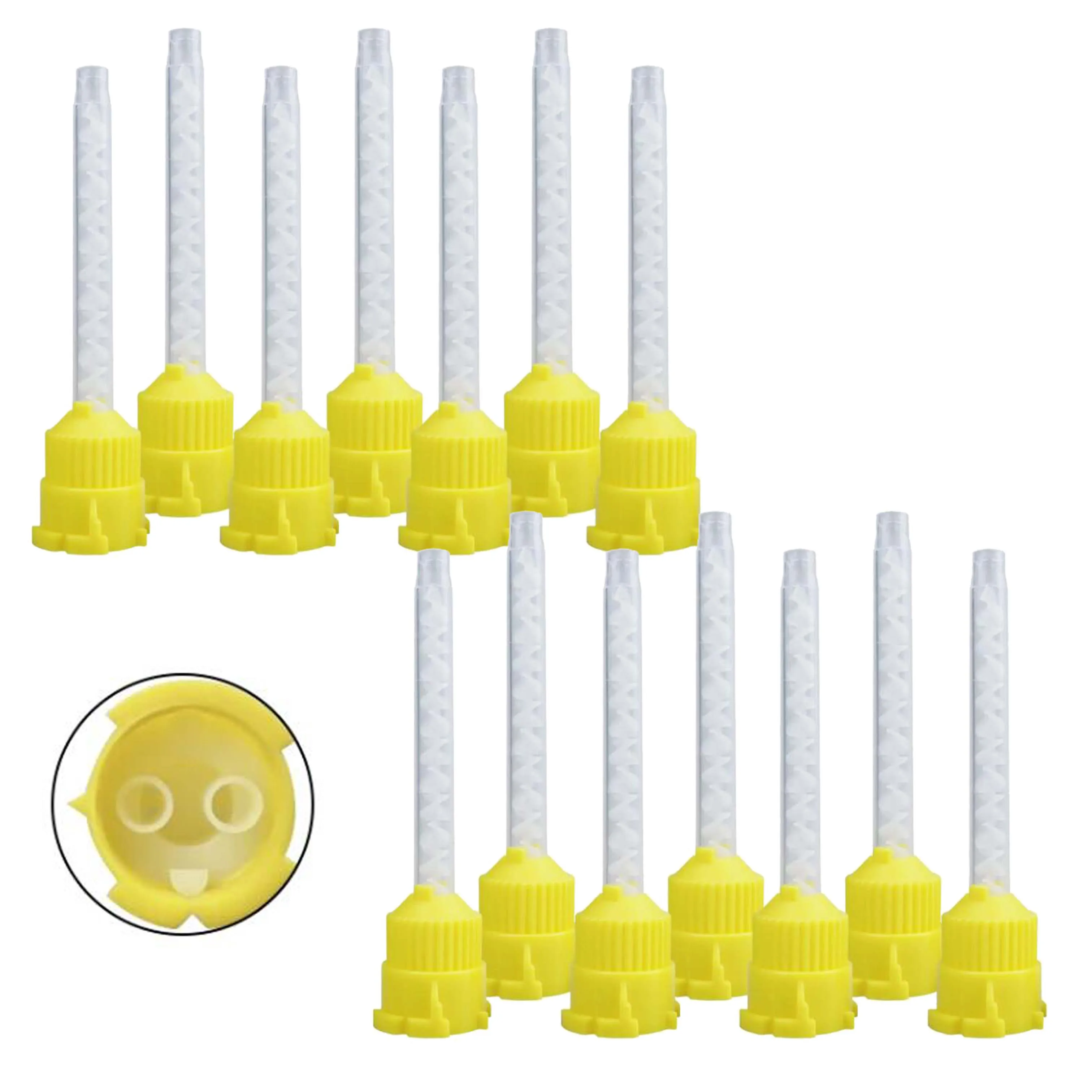 50pcs Dental Mixing Tips Disposable Silicone Rubber Mixing Head Dentistry Materials Silicone Rubber Gun Conveying Mixing Tubes