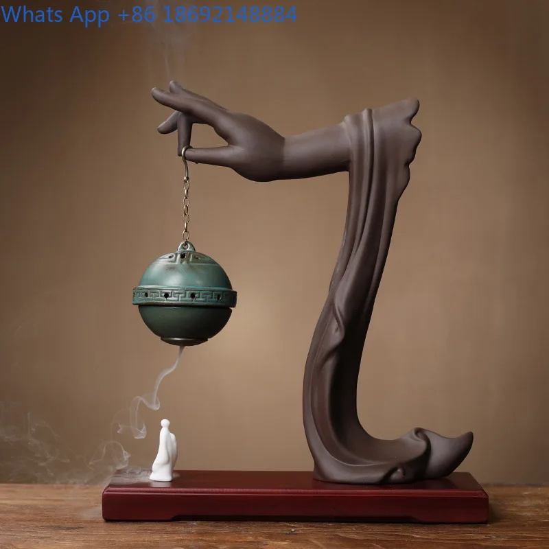 Creative Dual Use Ceramic Hanging Incense Burner for Backflow and Stick Incense Ideal as Decorative Piece