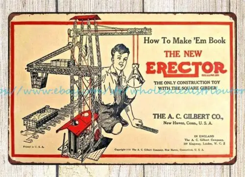 Настенный декор, домашняя таверна 1938, комплект эректора Гилберта, металлический жестяной знак