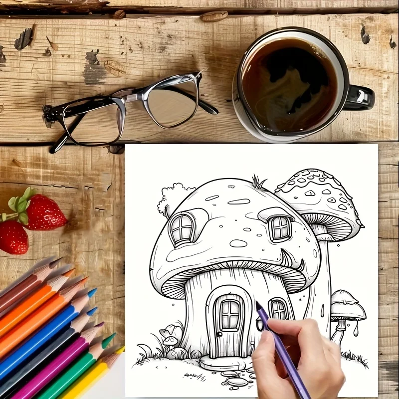 28-pagina's betoverende huizen kleurboek voor stressreductie voor volwassenen |   Kleurboek voor stressverlichting en stemmingsreductie