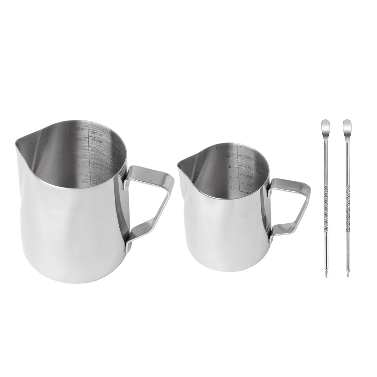 

2 Pack Milk Frothing Pitcher,12Oz & 20Oz Espresso Steaming Pitcher,for Espresso Coffee Cappuccino Latte,Tick Mark Inside