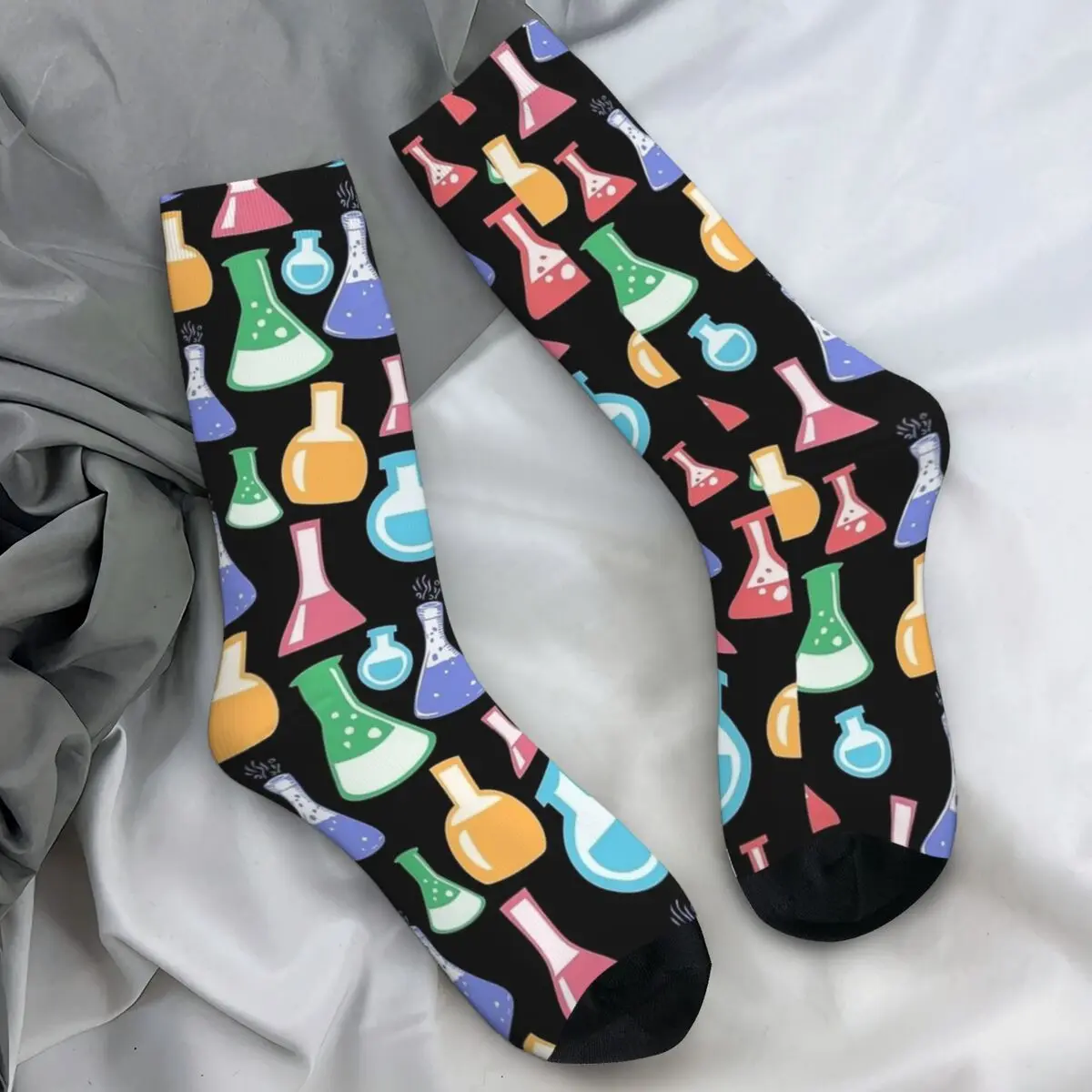 Chemistry Lab Science Equipment Pattern Socks Winter Stockings Funny Men's Soft Socks Design Running Anti Bacterial Socks