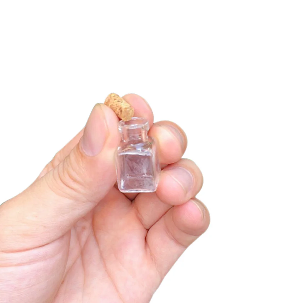 Imagem -04 - Retângulo Mini Garrafas de Vidro Frascos Minúsculos Transparentes Pingentes de Presentes Faça Você Mesmo Frascos de Trinket de Perfume Vazio Reutilizáveis 2ml 100 Pcs