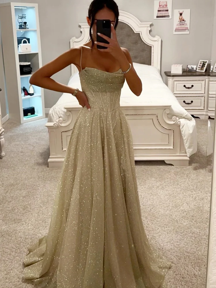 bonnie prom dress Bonnie Forest Glamorous Champagne Sparkly Prom Dress Women Luxury Corset  A-Line Evening Gown Elegant Glitter Wedding Party Dress