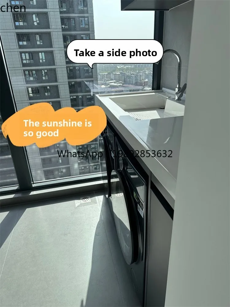 Lavabo estrecho 65 doble lavadora secadora mueble de baño combinación lavabo con tabla de frotamiento piscina integrada