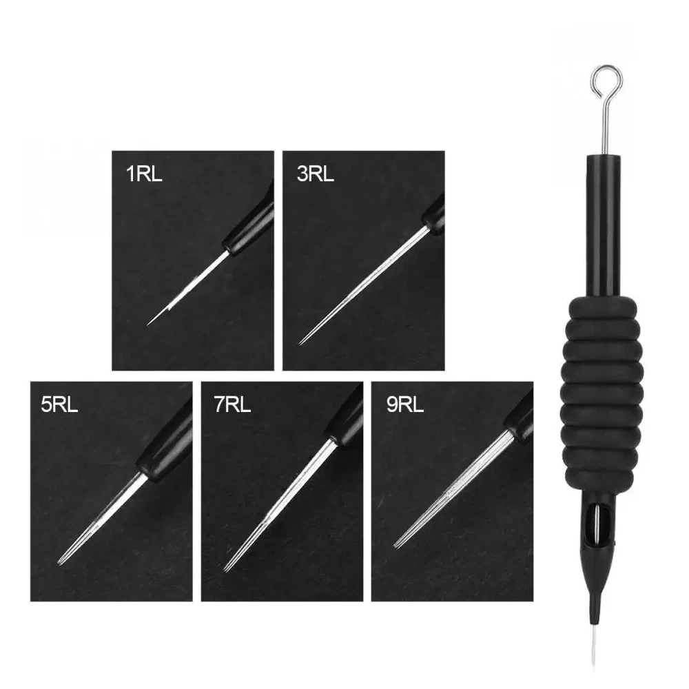 

5pcs Disposable Black Sterile Tattoo Needle Silicone Grip Tip Holder Supplies RL RS RM M1 M1 for Tattoo Gun Machine