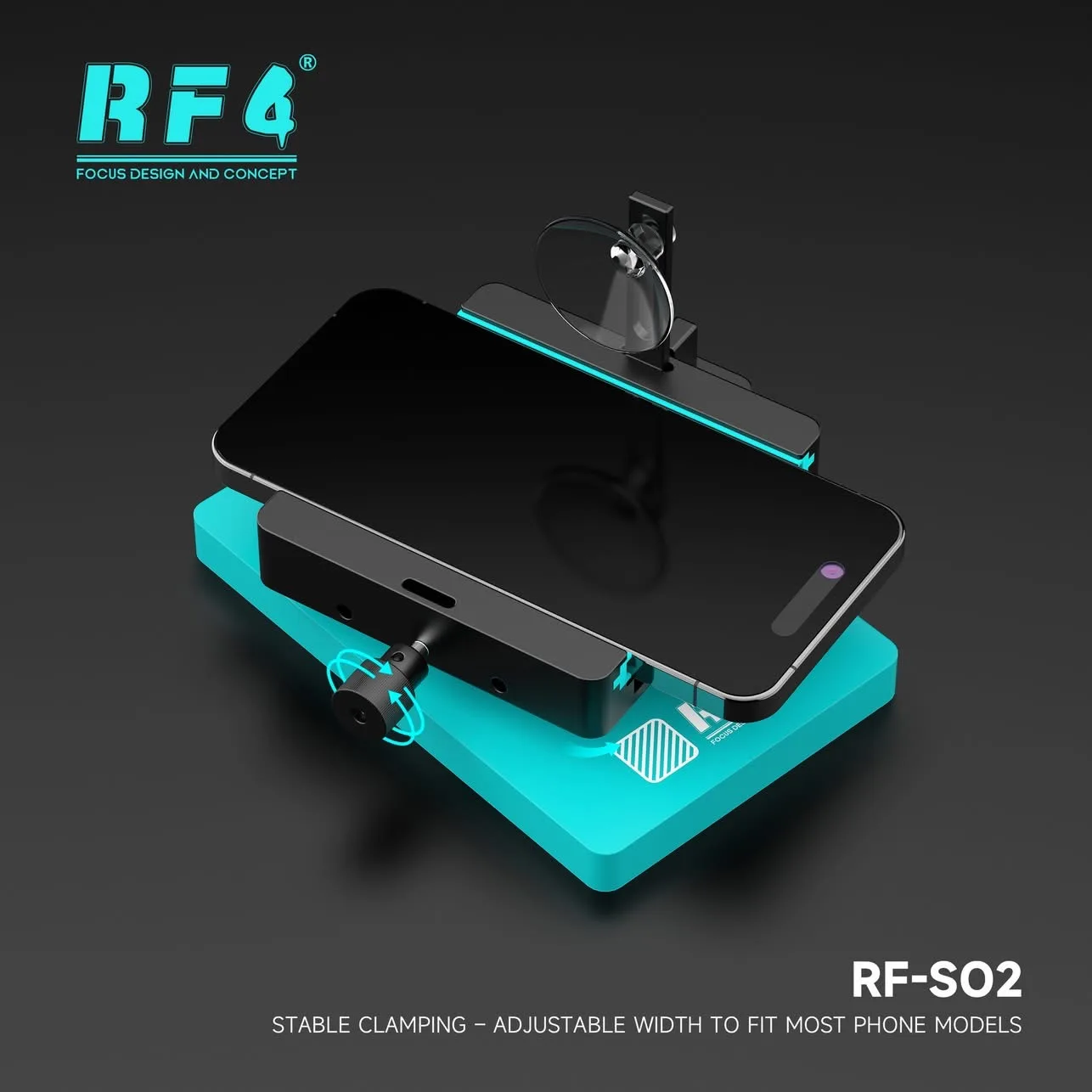 RF4 Multi-functional Rotary Clamp, suitable for mobile phone repair - screen suction cup removal and screen removal assistance.
