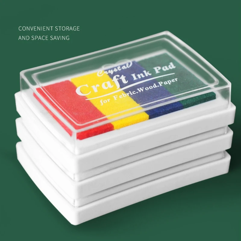 4 Colors DIY Craft Ink Pad Washable DIY Stamp Ink Pads Non-Toxic DIY Multicolor Rainbow Ink Pads for Kids Students DIY