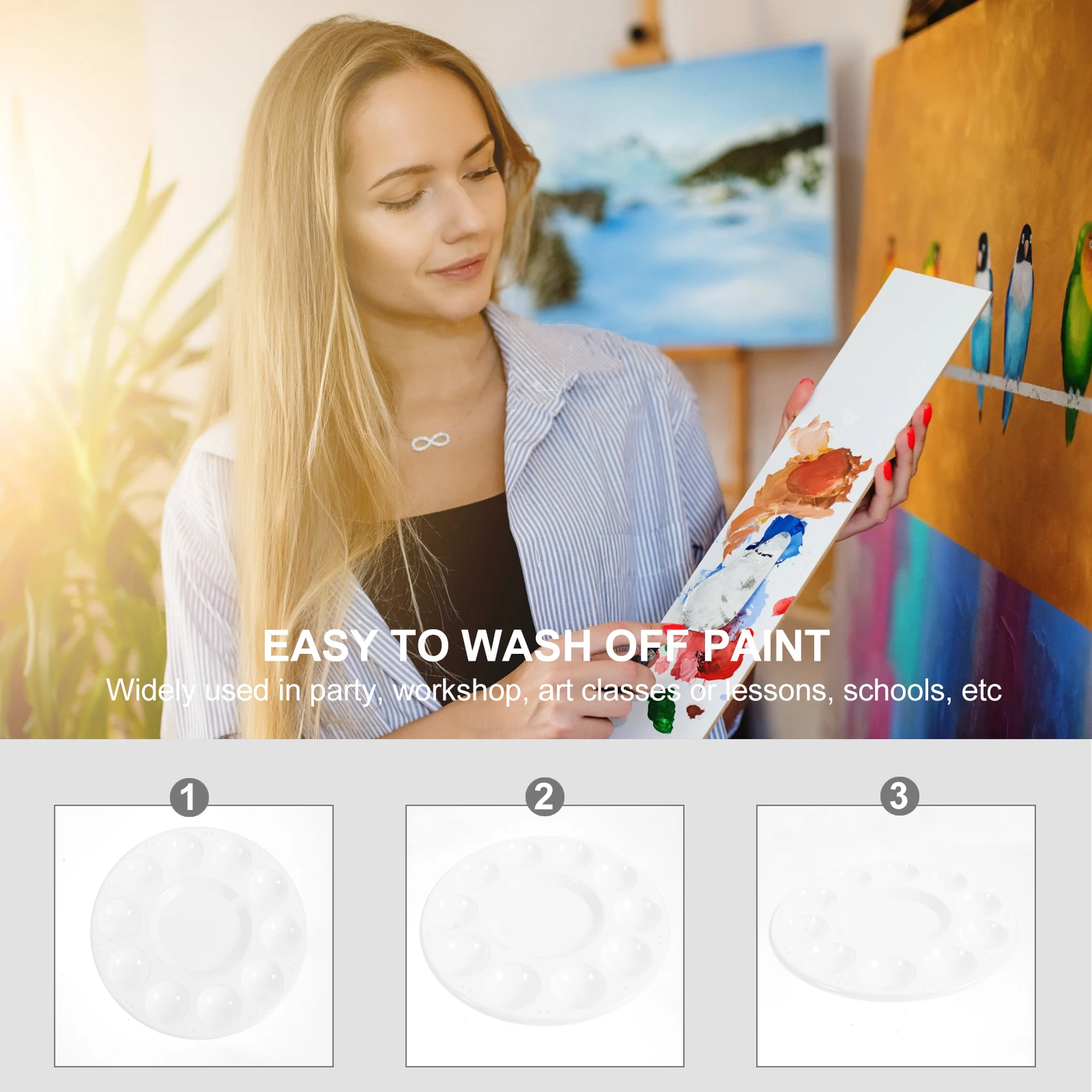 

12 Pcs Pigment Thickened Palette Set Student Tray Paint Plastic Mixer Painting Colour Mixing