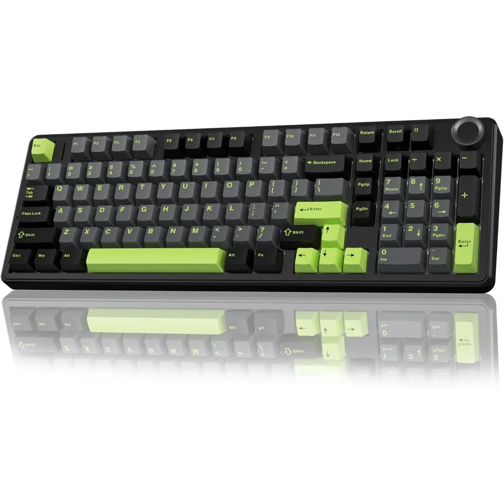 Wireless Mechanical Keyboard with Knob, Creamy Sound, Tri-Mode Connectivity, RGB Backlit for Gaming