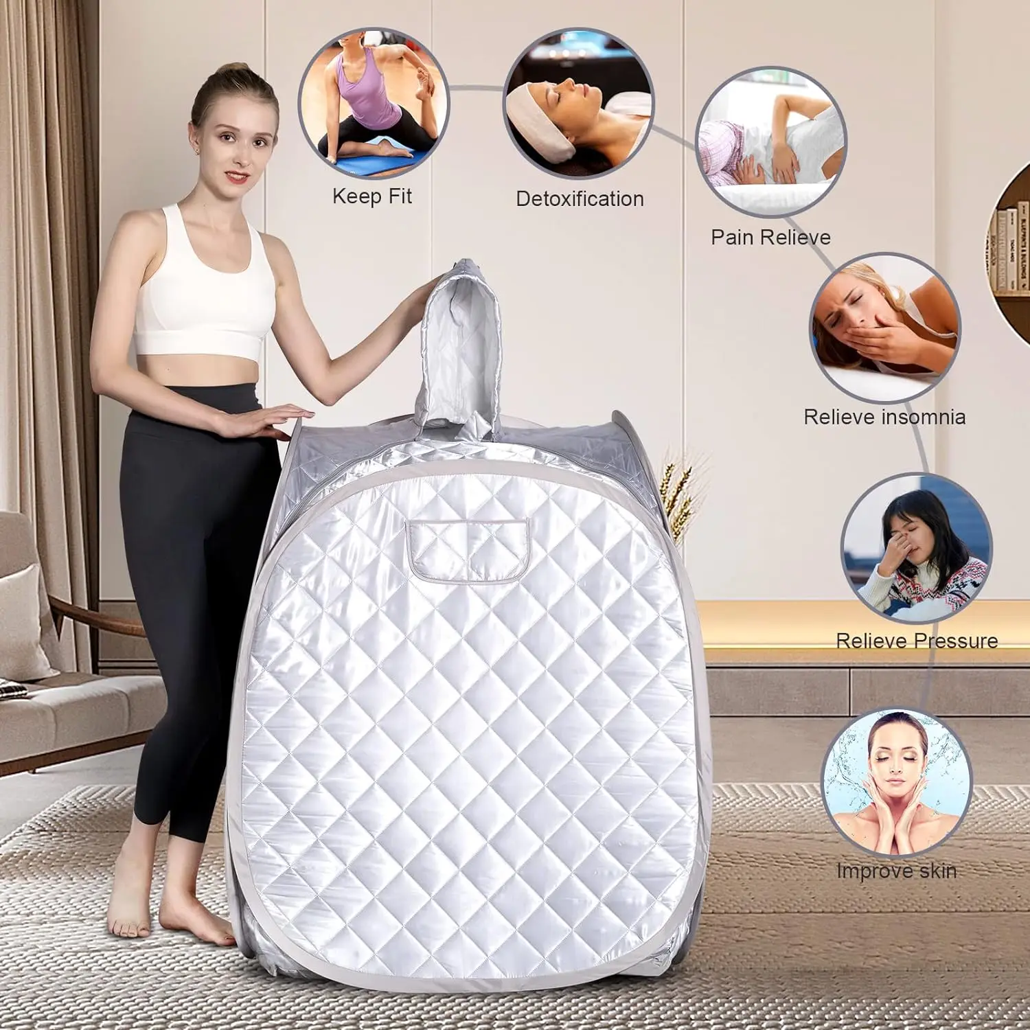 Imagem -02 - Portable Folding Steam Sauna Cabin Gerador Spa Room Tent Box Incluindo Steamer para One People Relaxamento Perda de Peso Corpo